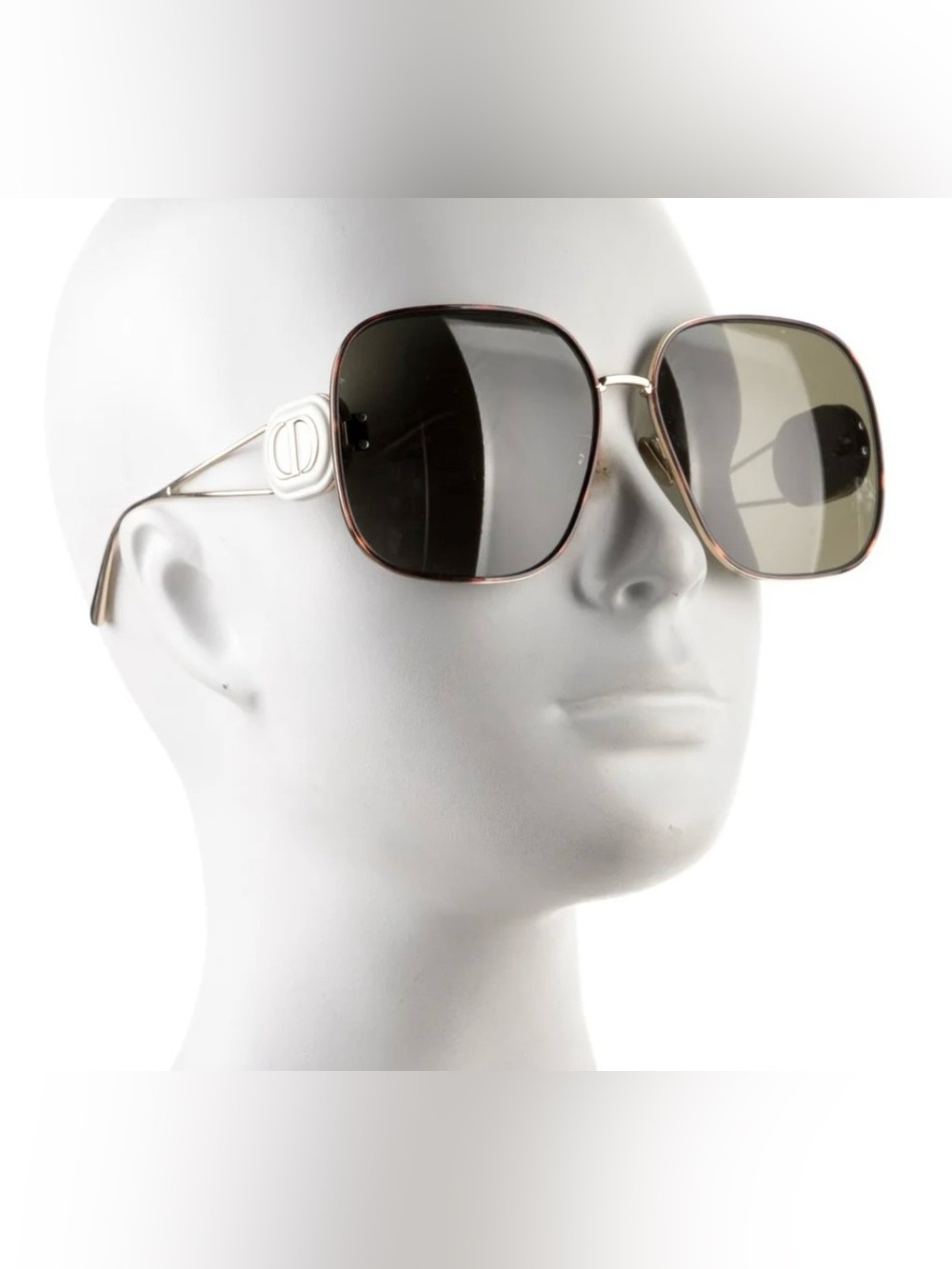 Dior Brown Tinted Oversized Square Sunglasses with Silver Temples